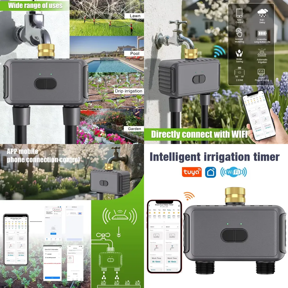 Smart Garden Water Timer - WAP01 WiFi Sterowanie Aplikacją, Podwójny Timer