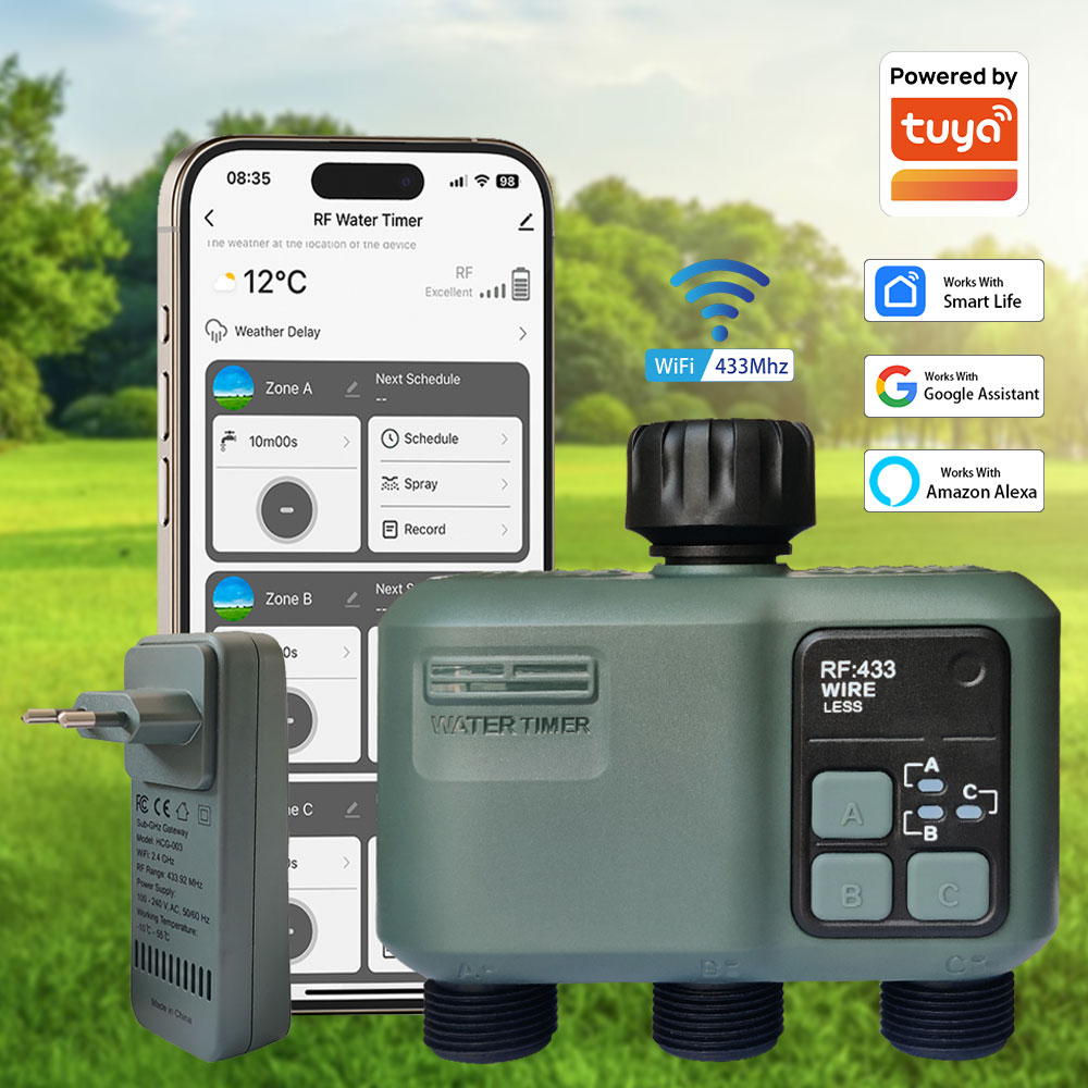 Smart Garden Water Timer - Tuya Wifi+RF433 3-wyjściowy Timer Wodny Ogrodowy